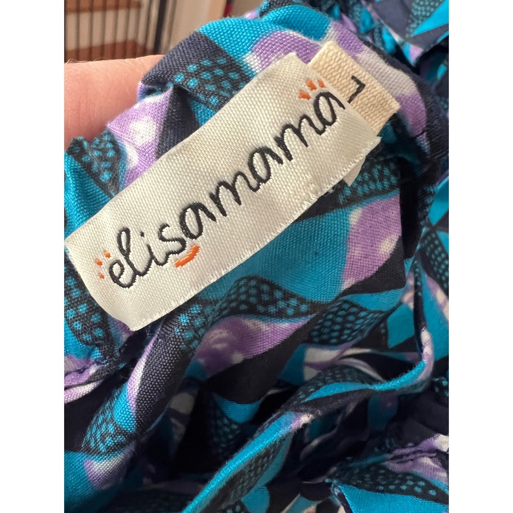Tuckernuck Elisamama Blue Geometric Ankara Print Ruffle Sleeve Maxi Dress Large - Picture 6 of 9